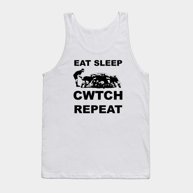 Eat Sleep Cwtch Repeat Welsh Rugby Humour Tank Top by taiche